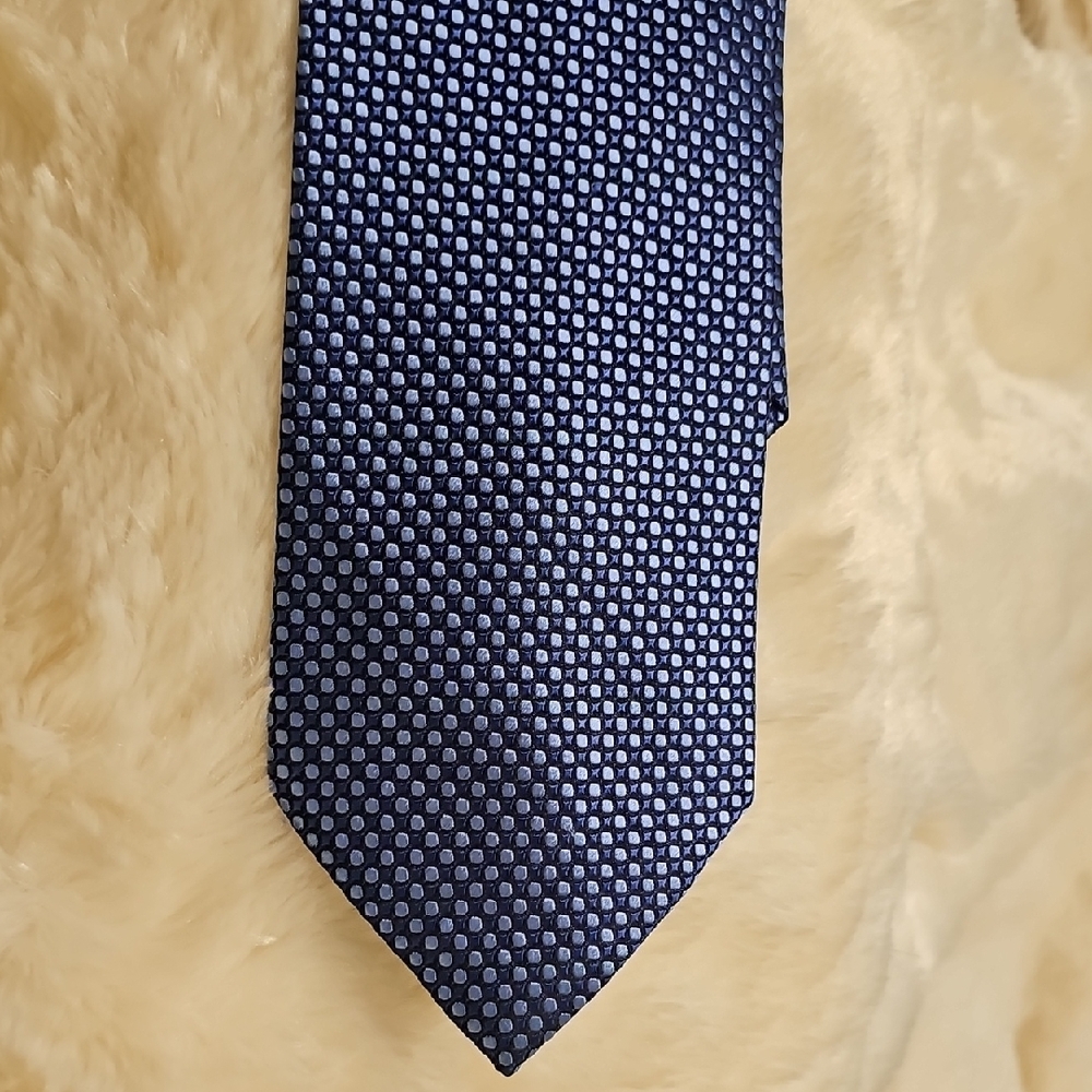 Men's Blue Patterned Tie By SETAZONE.Pure Silk, Hand Made.